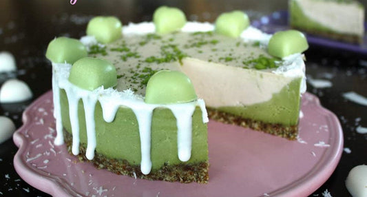 Raw Vegan White Chocolate Matcha Cheesecake